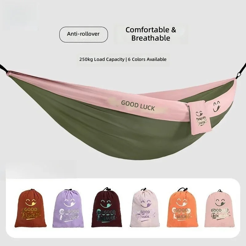 Outdoor Hammock for 2 Adults, Anti-Tip Swing, Portable Camping Bed, Lightweight, Indoor and Outdoor Use, Durable and Comfortable