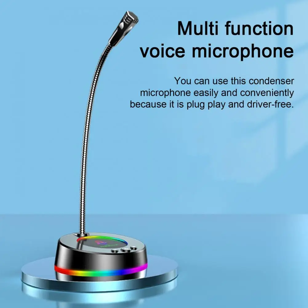 Condenser Microphone  Creative USB 3.5mm Jack Plug Wired Microphone  Colorful RGB Light Desk Microphone