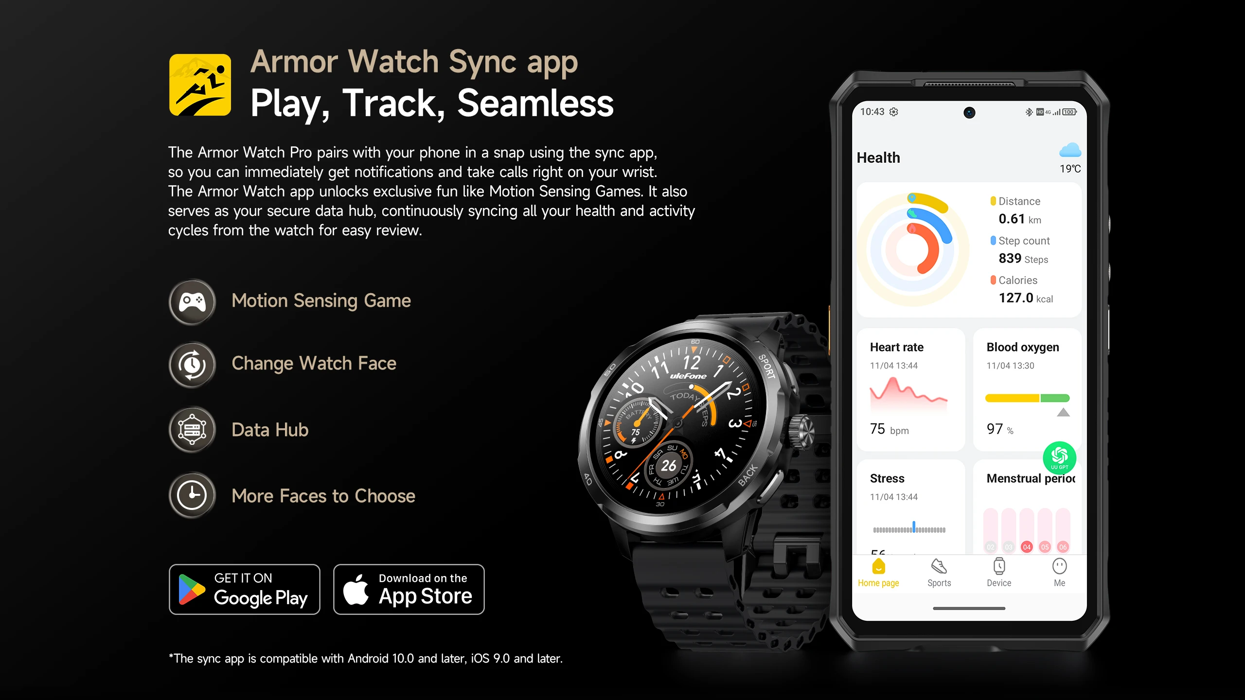 Ulefone Armor Watch Pro Smart Watch Android 410mAh Large Battery Smartwatch Man Woman GPS WIFI 1.5inch Larger Screen