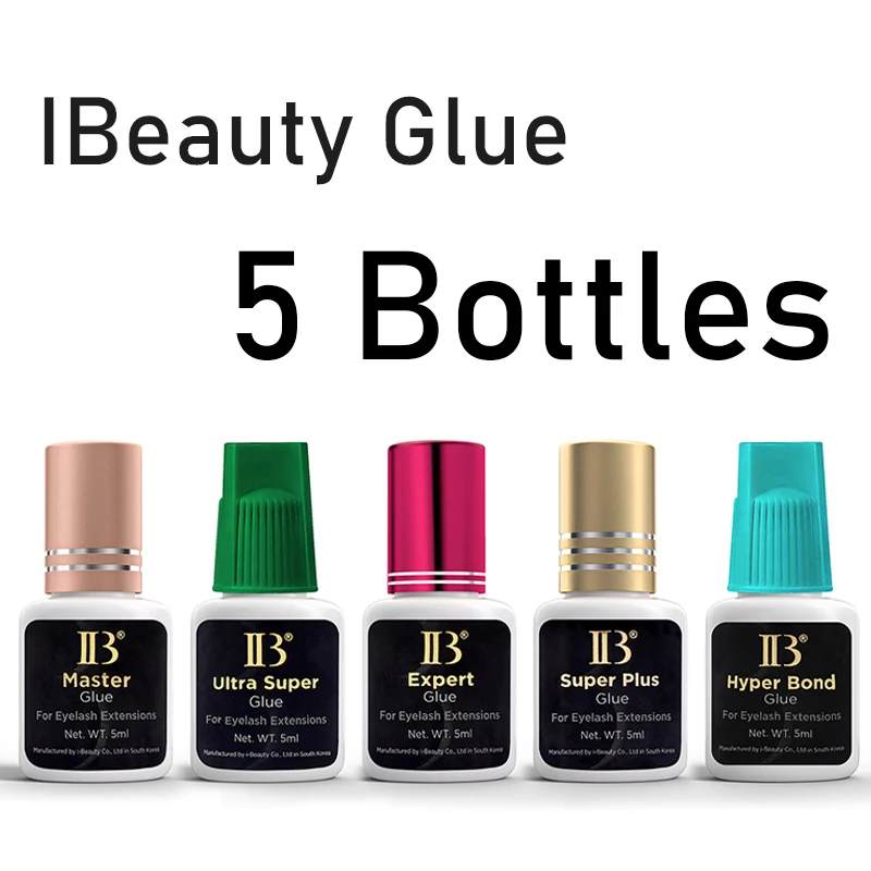 

5 Bottles IB Ultra Super Plus IBeauty Glue Individual Fast Drying False Eyelash Extensions Supplies Strong Cola 5ml Makeup Tools