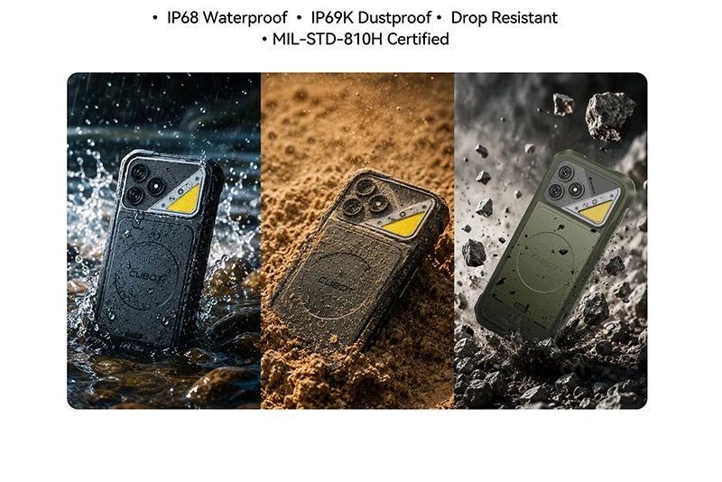 Rugged Smartphone Android 16 Cubot KingKong Dura, Up to 32GB RAM +256GB ROM, 6.88-Inch 120Hz Screen, IP68&IP69&MIL-STD-810H, NFC