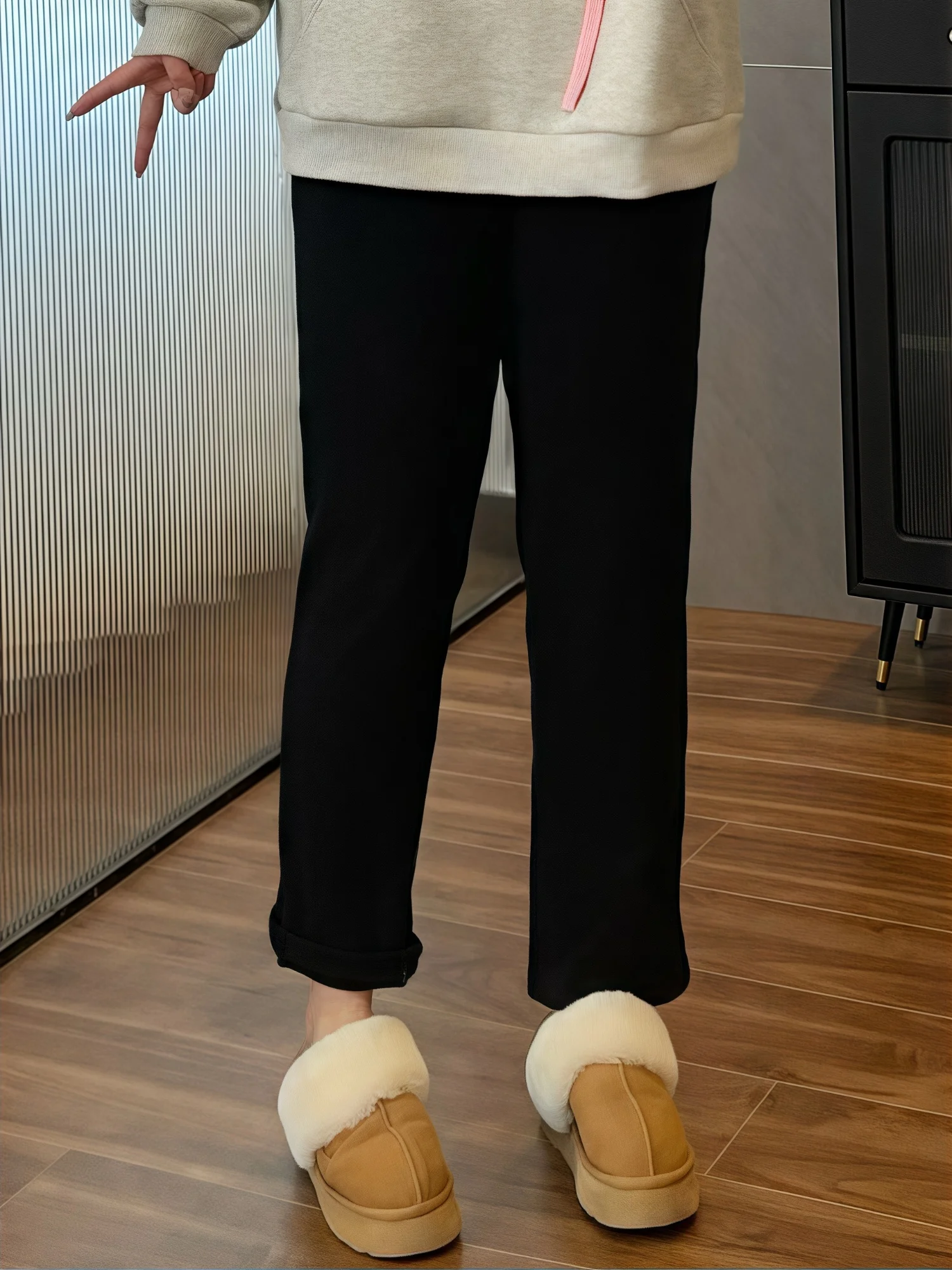 

Женские драпированные брюки больших размеров на подкладке, теплые прямые брюки с высокой талией, осень-зима, повседневные удобные хлопковые брюки