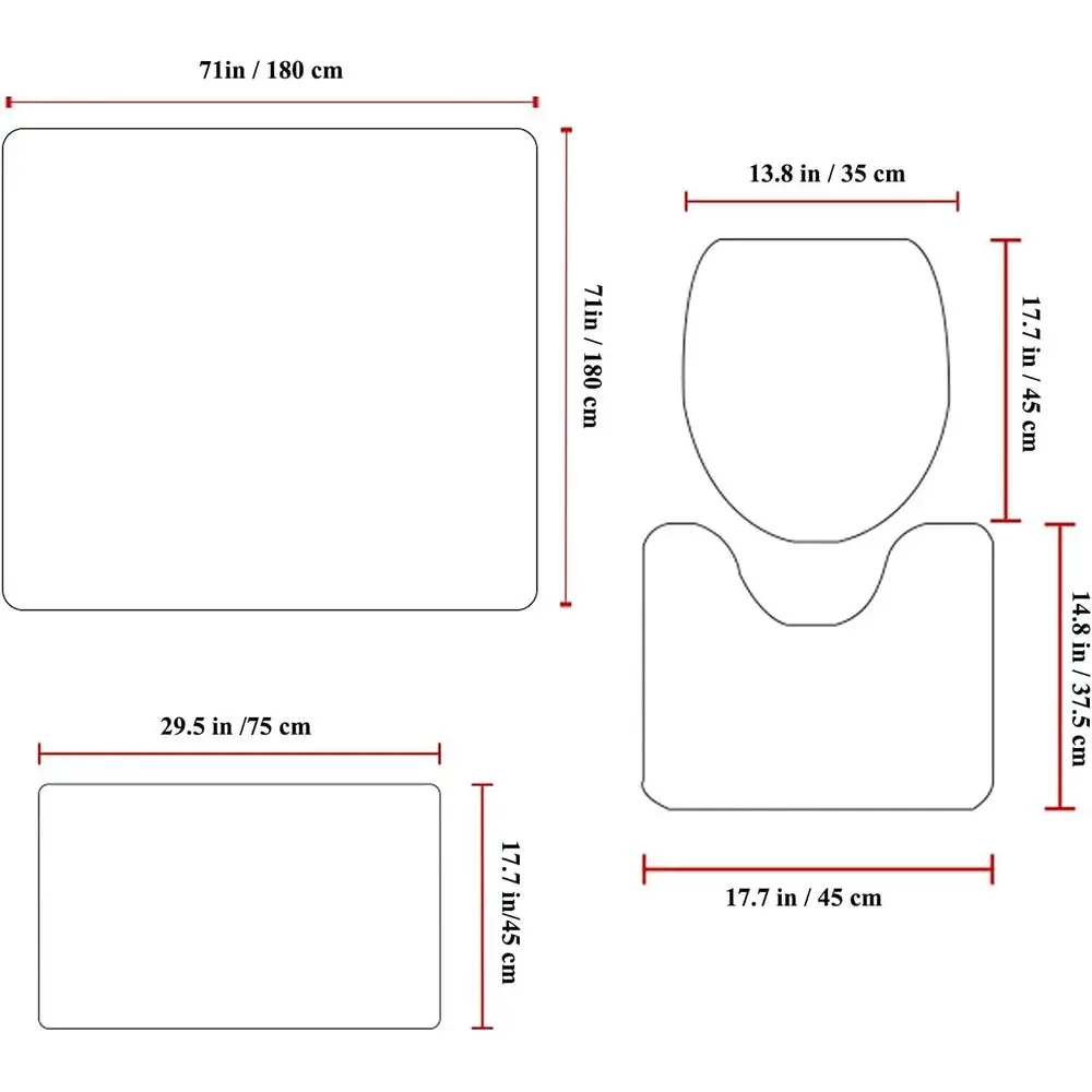 طقم حمام على شكل إلفيس: ستارة حمام، غطاء مقعد المرحاض، سجادة حمام، سجاد غير قابل للانزلاق، مقاوم للماء، ديكور، 72 × 72