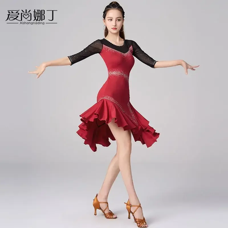 

Latin Dance Professional Competition Schedule Performance Clothing Practice Clothes New Female Adult Hot Diamond Dance
