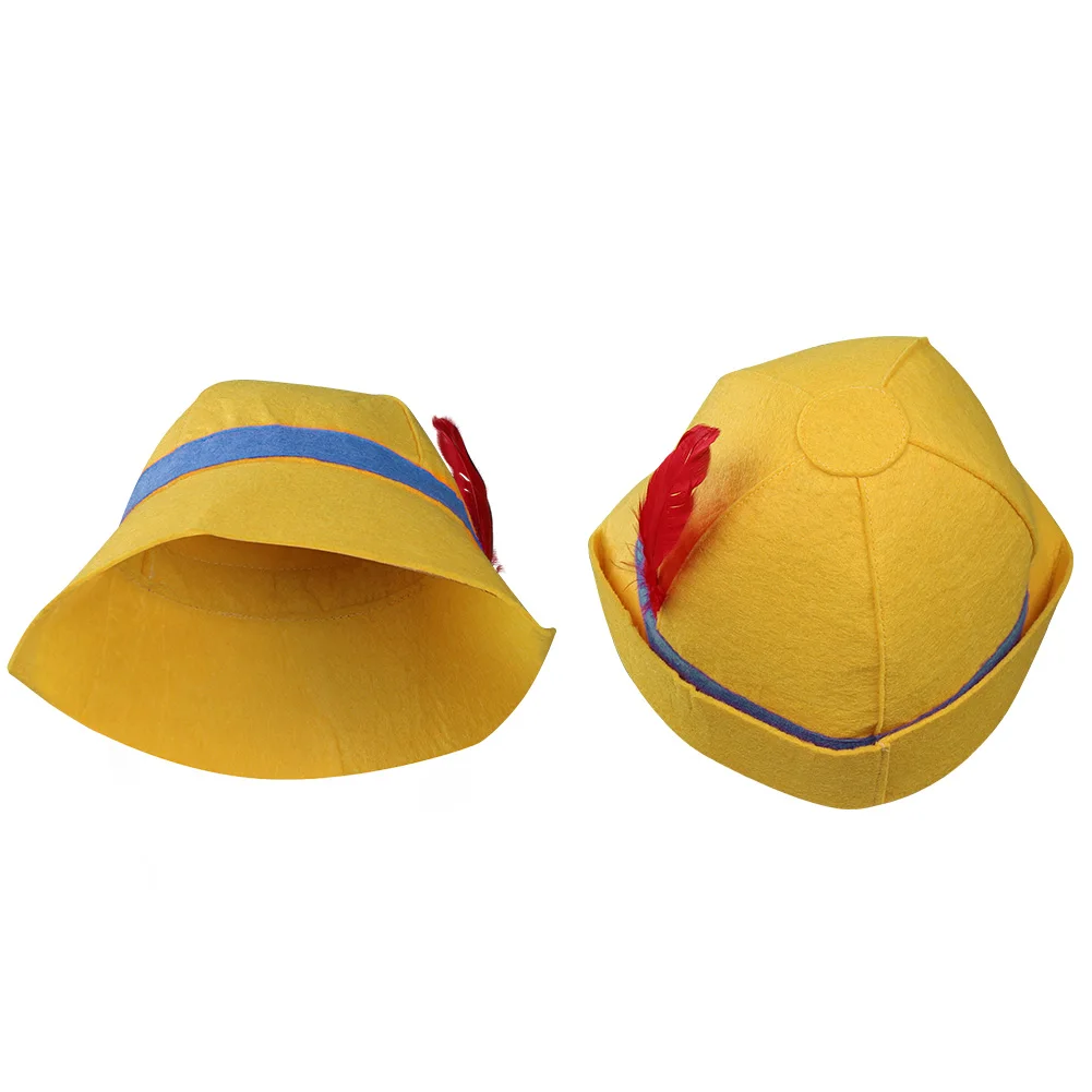 Kids Pino Cosplay Yellow Felt Hat Cap Cartooon Anime Lies Disguise Children Halloween Carnival Costume Accessories Props Gifts