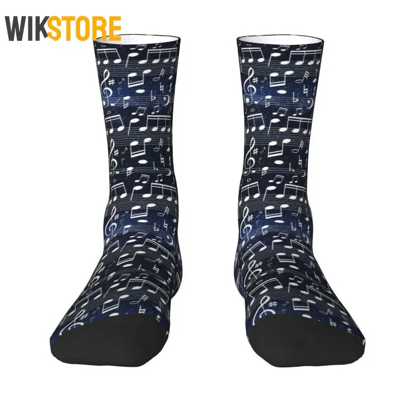 Calcetines con estampado 3D para hombre y mujer, calcetín Unisex con estampado divertido de galaxia espacial, ideal para regalo de música de pianista, calcetín de vestir transpirable