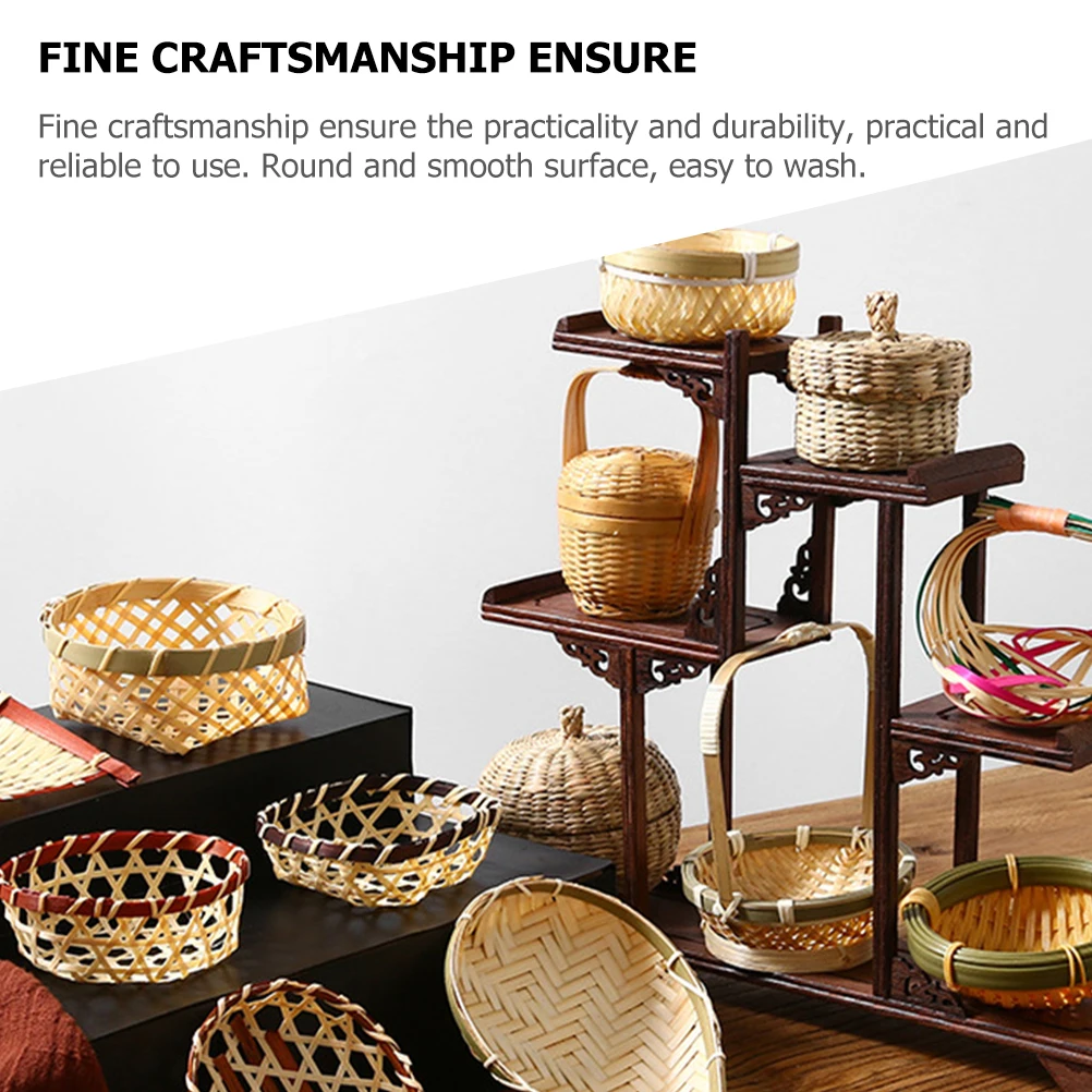 

Premium Mini Bamboo Woven Portable Holder For Fruits Eggs Kitchen Home Decor Daily Use Fruit Basket Lightweight