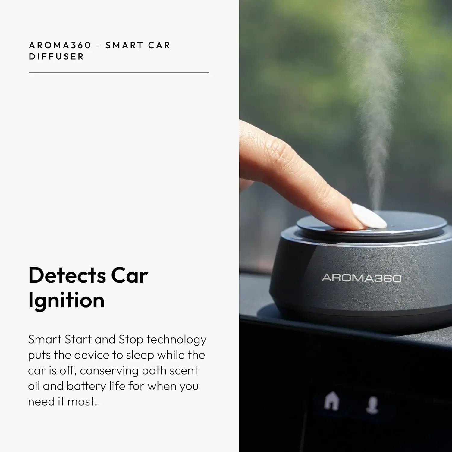 Smart Car - Aromaterapia inteligente para automóviles - Difusor de aire portátil - Difusor ambientador para automóvil que detecta