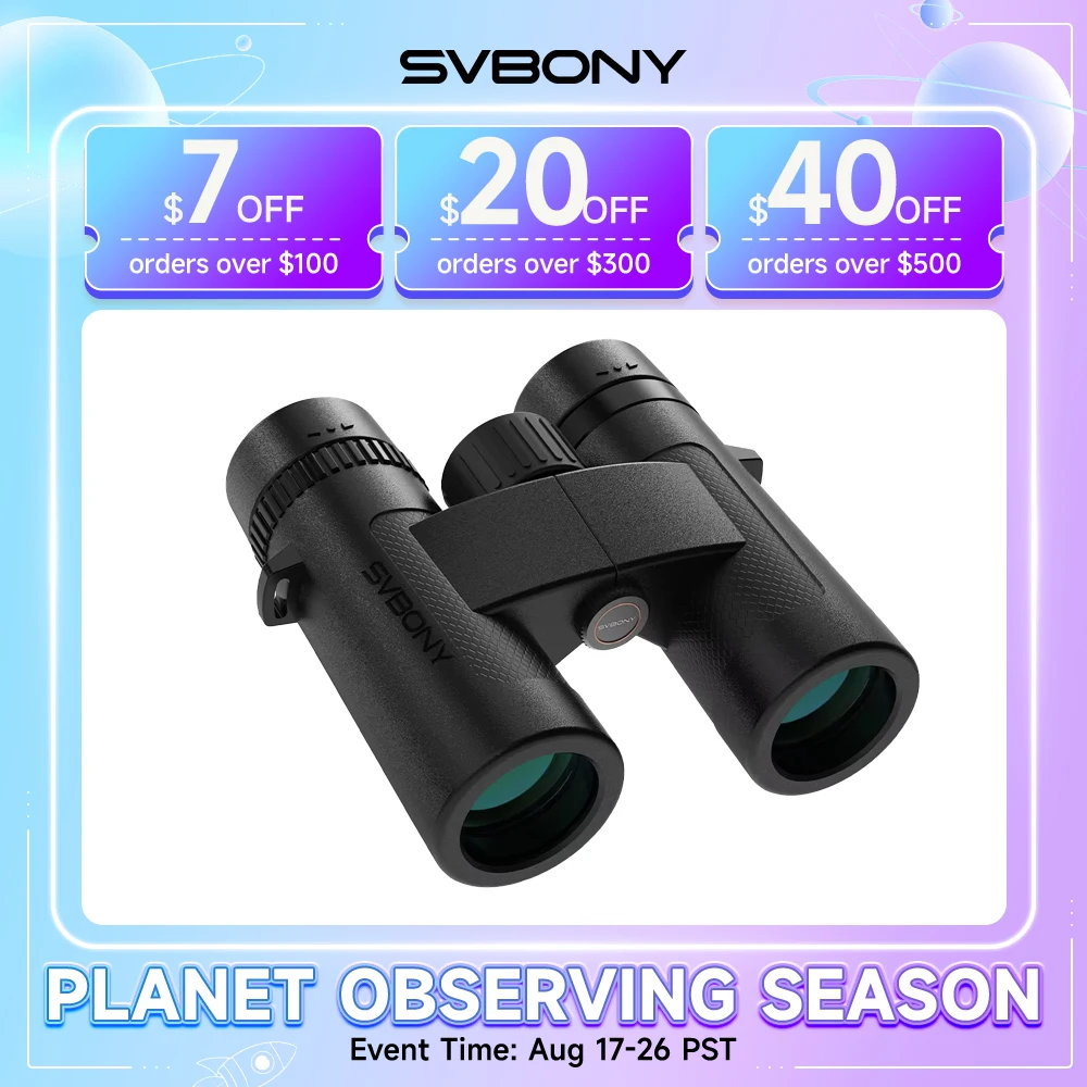 Svbony SV202 Verbesserte ED-Ferngläser 8x32/8x42/10x42 IPX7 Wasserdicht Beschlagfrei Bak4 Prisma für Vogelbeobachtung Weites Sichtfeld