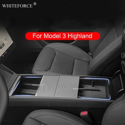 For Tesla Model Y Juniper Model 3 Highland Center Console Eyeglasses Storage Case Armrest Storage Box Silicone Mat/Flocking