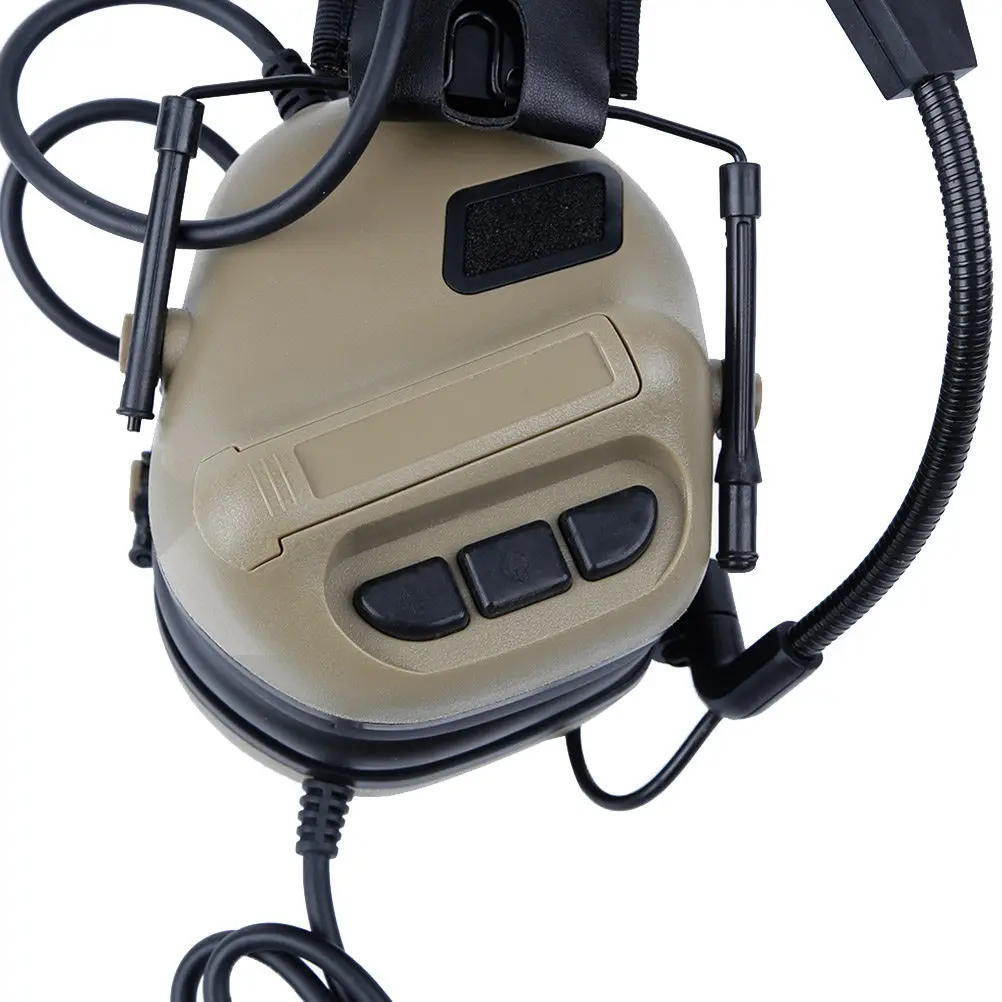 

Tactical Electronic Shooting Headset Adjustable Fit 54-62Cm No Noise Canceling Walkie Headphone Hunting Team Training