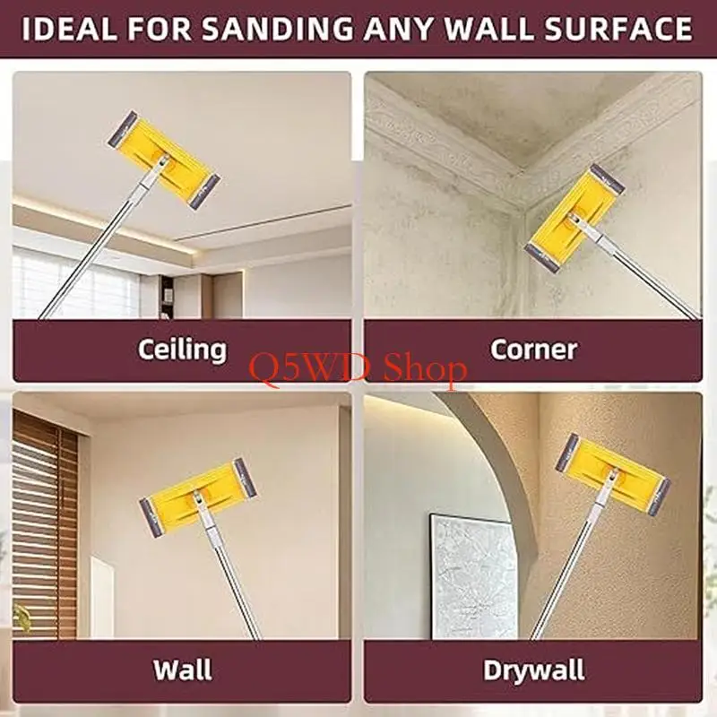 Q5WD Poles Sander Wall Work Tool with Angles Head for Ceiling Indoor Repair