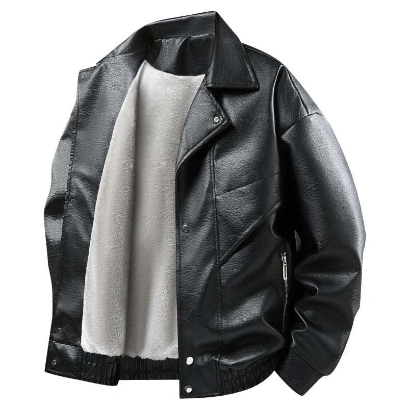 Men Spring Autumn American Vintage Lapel Leather Jacket Mead Tone High Grade Couple Casual Fashion Daily All Match Outerwear Top