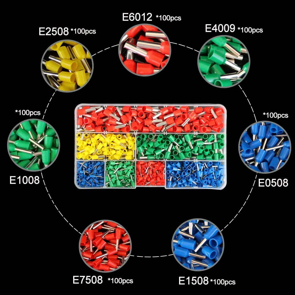 700pcs European Type Tube Terminals Wire Connector Crimper Cable Electrical Pressure Connection Ring Cold Crimp Terminals