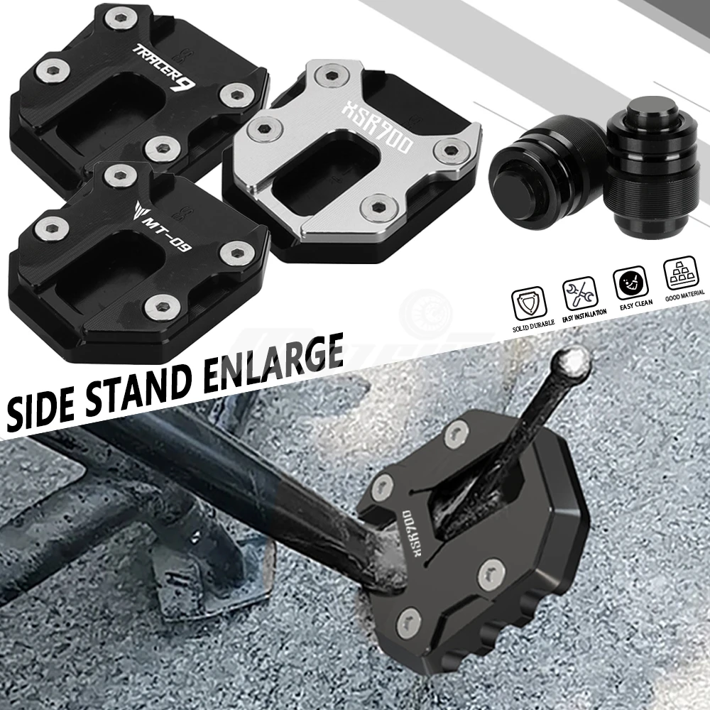 

2021-2022-2023-2024-2025 Kickstand Pad Foot Side Stand Extension Plate Tire Valve Caps For Yamaha MT-09 MT09 MT-09SP MT 09 SP