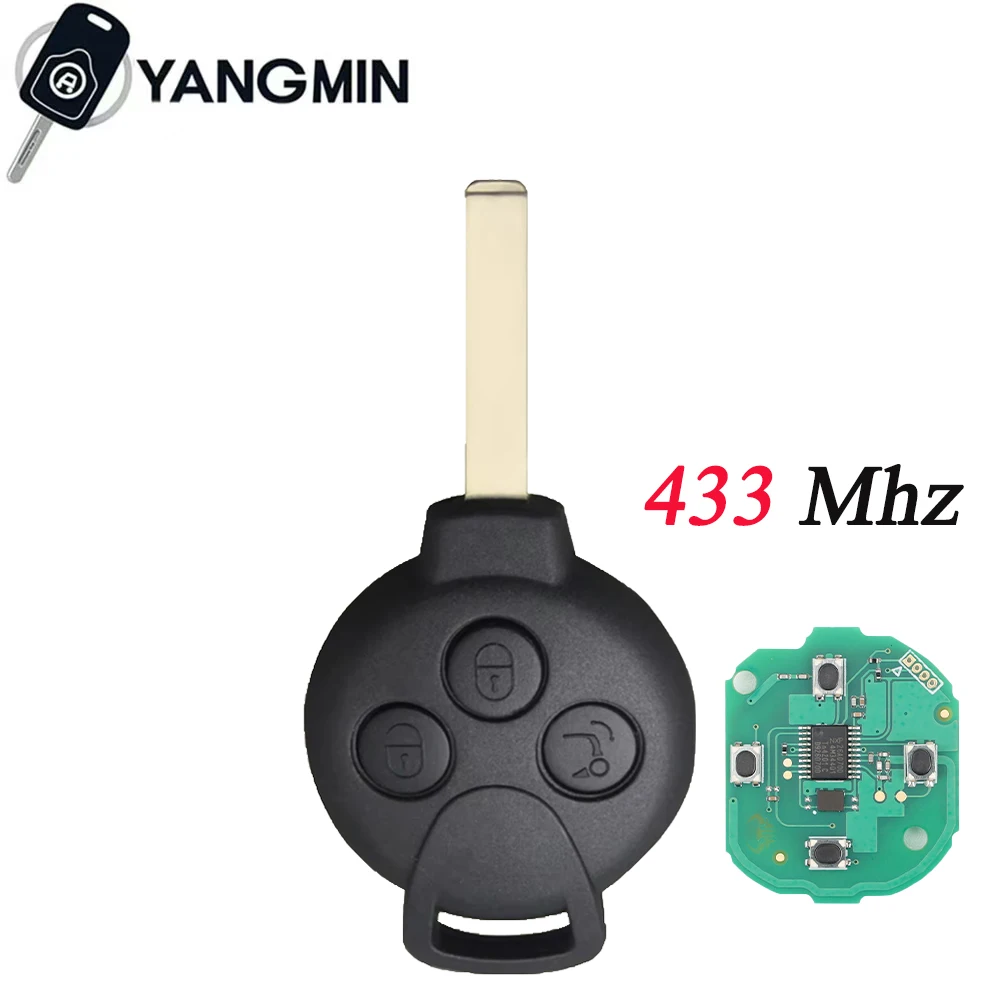 Pilot zdalnego sterowania KR55WK45144 do Mercedes-Benz Fortwo 451 2007-2013, obudowa kluczyka samochodowego z chipem ID46 PCF7941, częstotliwość 315/433 MHz.