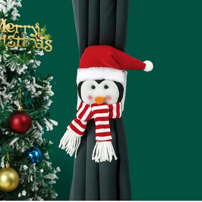 Christmas Curtain Buckle Tieback Santa Snowman El Curtain Tiebacks Holdback Fastener Buckle Clamp Window Decoration Ornaments