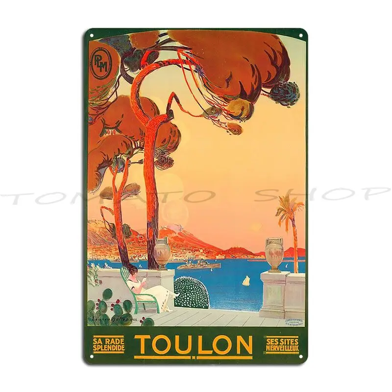 Vintage Toulon Travel French Riviera 1920S Cityscape Metal Plaque Poster Wall Decor Club Cinema Painting Custom Tin Sign Poster