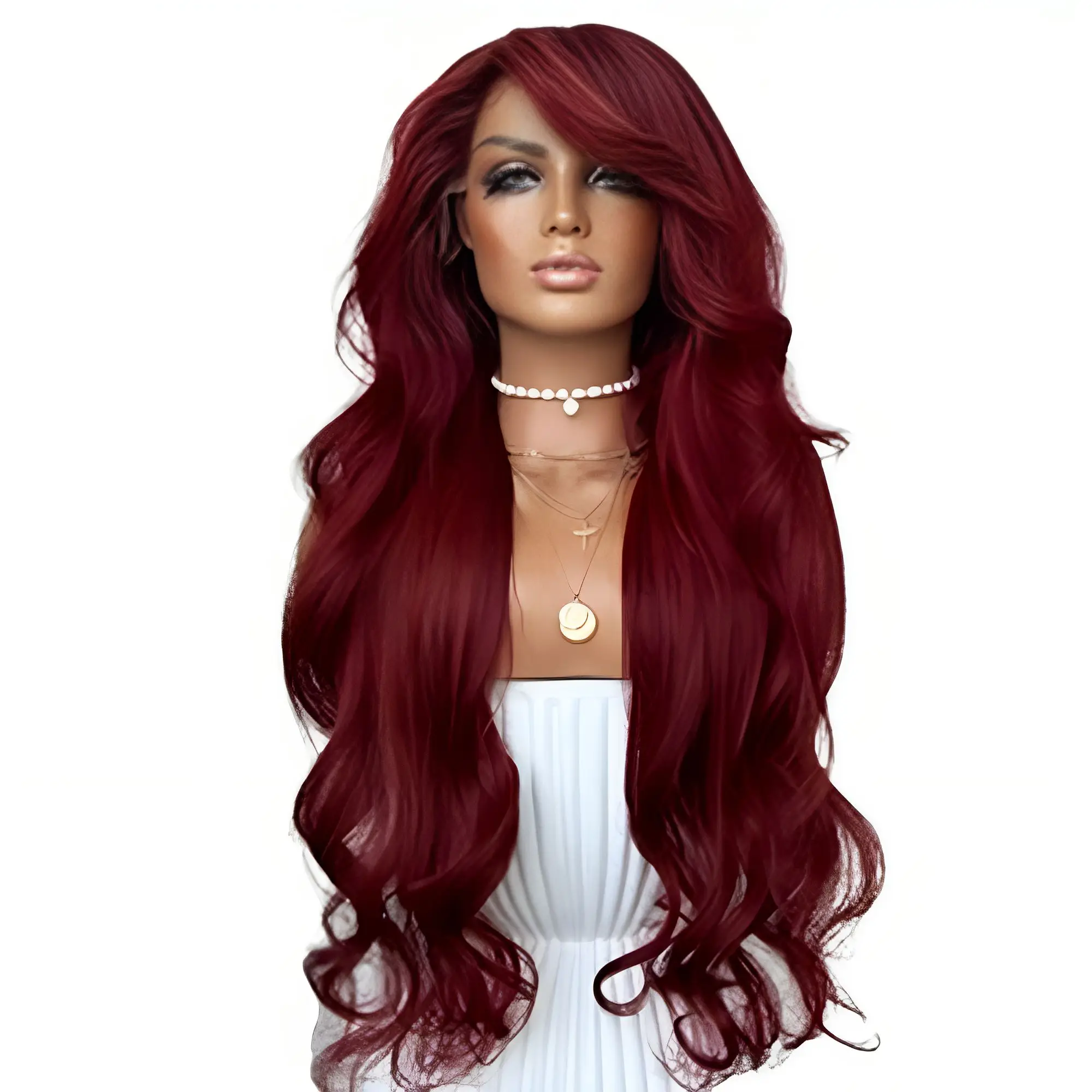 Long Synthetic Lace Wig Bright Red Deep Wave Lace Front Wigs for Black Women Bright Red Party Cosplay Synthetic Wigs