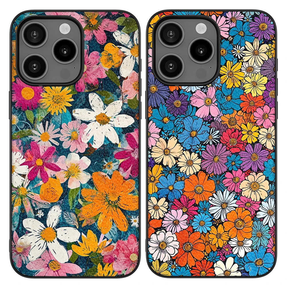 Leather Back Cover Case for iPhone 6 6S Plus 7 8P SE2 X XS MAX XR 11 Pro 12 13 mini 14 Plus 15 Pro Max with Flower Painting Draw