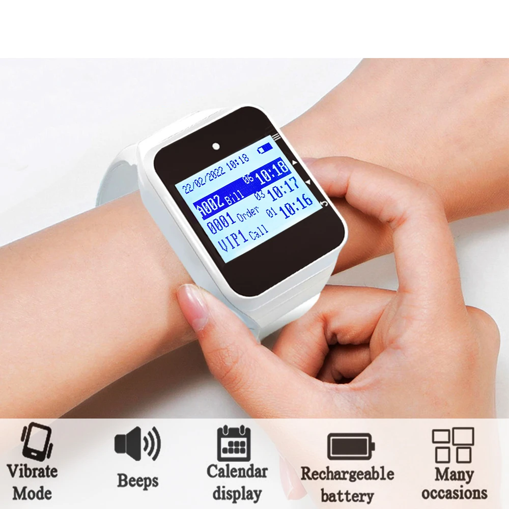 Restaurant Pager Wireless Waiter Calling System Watch Receiver Call Button For Cafe Clinic Dentist