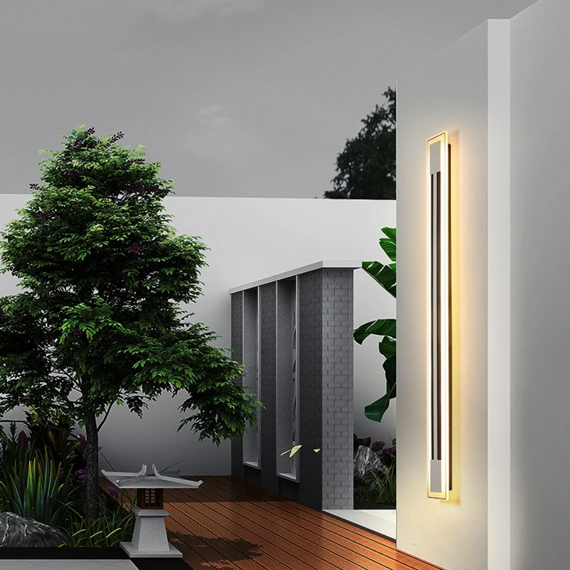 Modern LED IP65 Waterproof  outdoor Long wall lamp villa Wall Light Garden porch Sconce Light 110V 220V exterior wall Luminaire