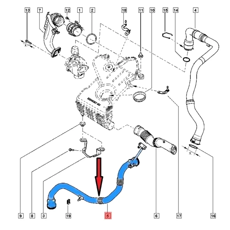 

For Renault Dacia Duster Suv 1.5 Dci Turbo Turbocharger Intercooler Intake Hose 144607625R Cooling Hose