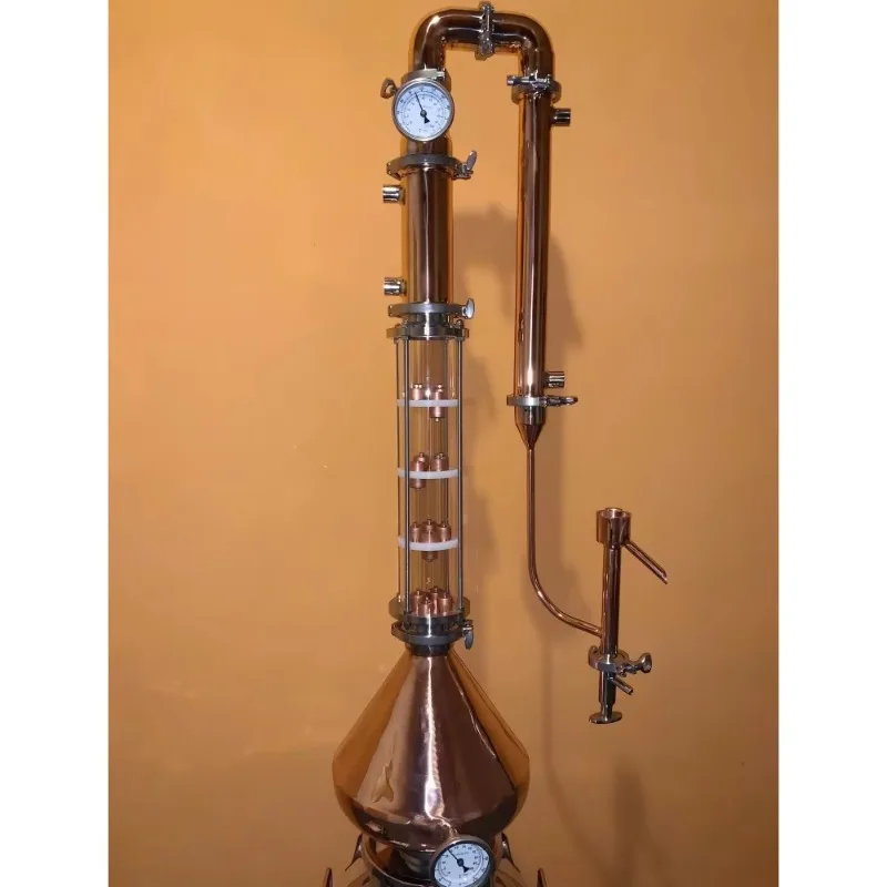 

3" Glass&Copper Flute Moonshine Still Distillation Column with Copper Helmet DIstillery for Home
