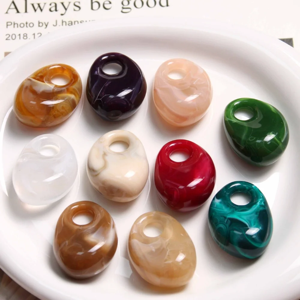5Pcs 48x34mm Irregular Acrylic Teardrop Pendants Marble Oval Charms DIY Necklace Earring Jewelry Making Findings