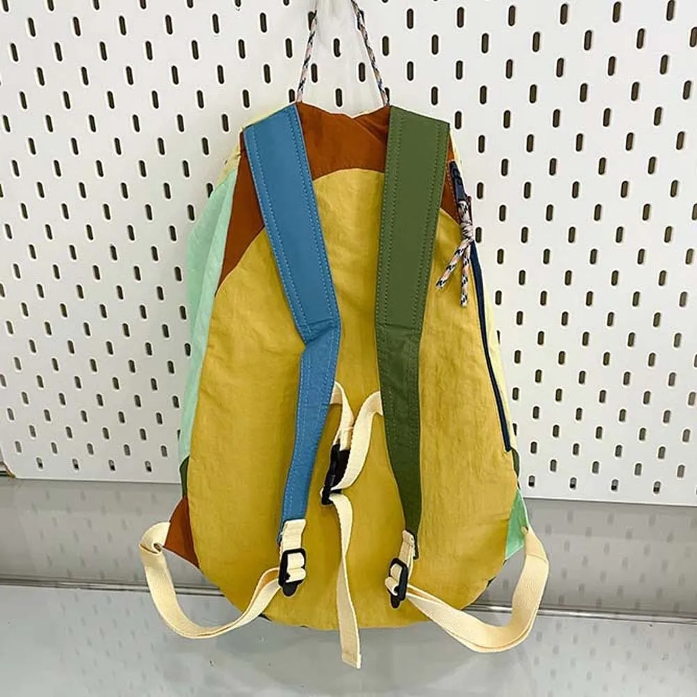 Durable Contrast Color School Bag Large Capacity Lightweight Nylon Sport Daypack Scratch Prevention Polyester