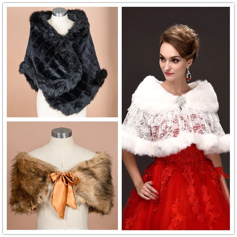 Mode Alle Stijlen Bruids Nepbont Stola Bont Sjaal Winter Bruids Sjaal Bruiloft Cover Up Vrouwen Avondfeest Bont Bolero