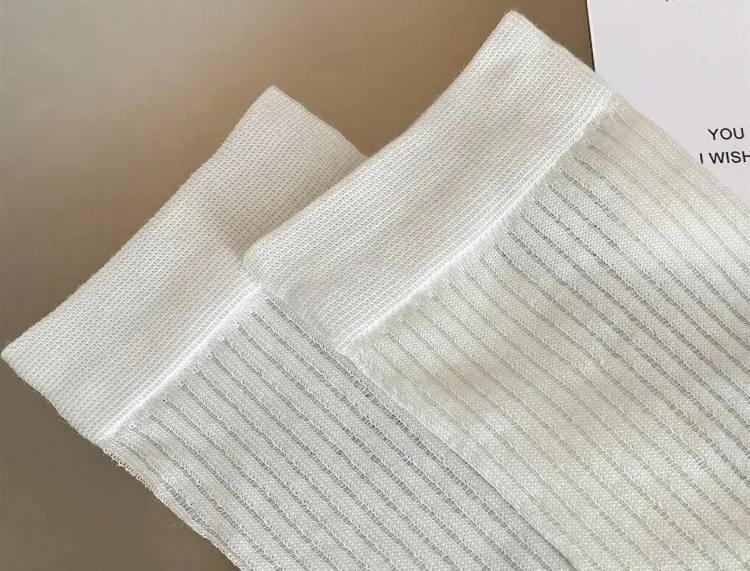 Damenmode-Socken, koreanische einfarbige, gestreifte Wadensocken, schlicht, für Frühling und Sommer, atmungsaktiv, bequem, Stapelsocken, mittelgroß bis klein – Detail 7