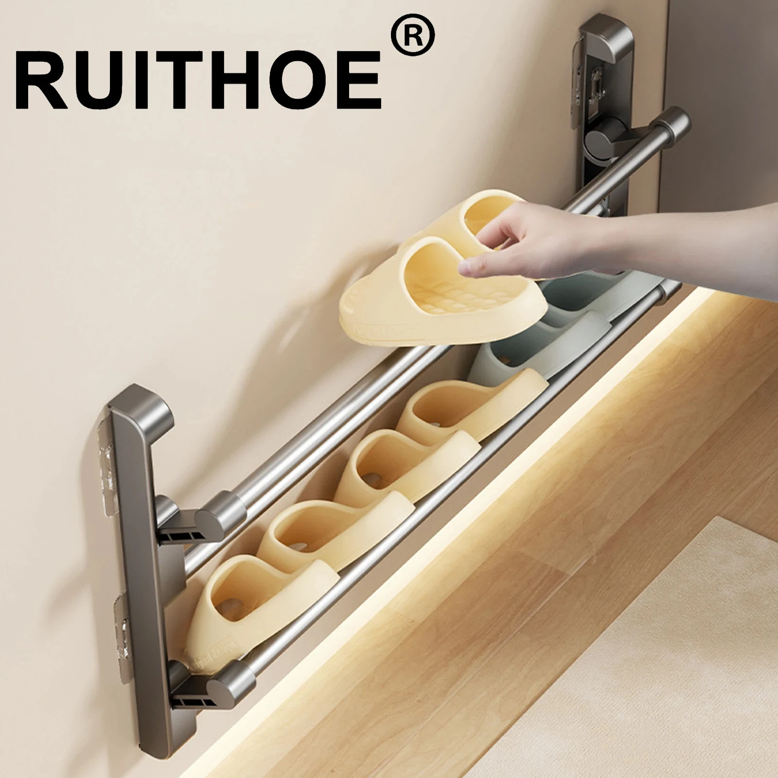 

Simple Shoe Rack Wall-mounted Bathroom Slippers Hook Holder Shoes Slipper Drain Storage Drying Rack Shoe Organizer Hanger