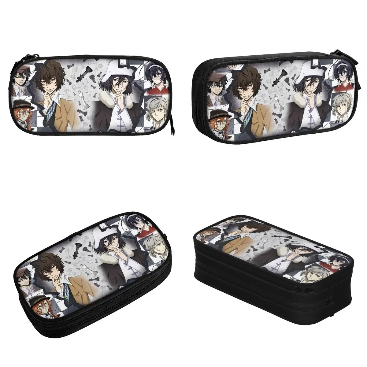 Kotak Pensil Anime Bungou Stray Dogs Tas Pena Dazai Osamu Jepang Fashion Kotak Pensil Hadiah Kantor Kapasitas Besar Anak Perempuan Laki-laki