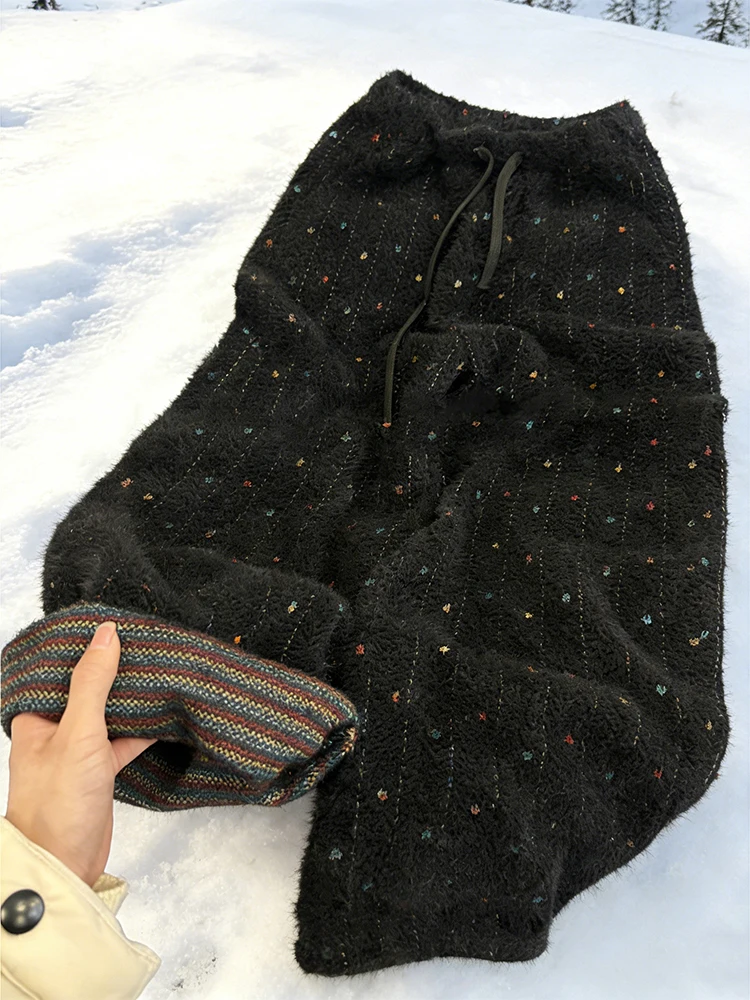 

Утепленные вышитые брюки с радужным звездным принтом для мужчин и женщин, осенне-зимние теплые повседневные брюки, свободные широкие спортивные штаны