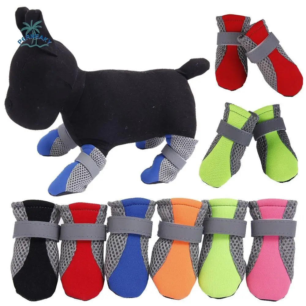 Anti-slip Super Soft Hot Pavement Mesh with Reflective Stripe Paw Protectors Pet Supplies Pet Rain Boots Dog Shoes Dog Boots