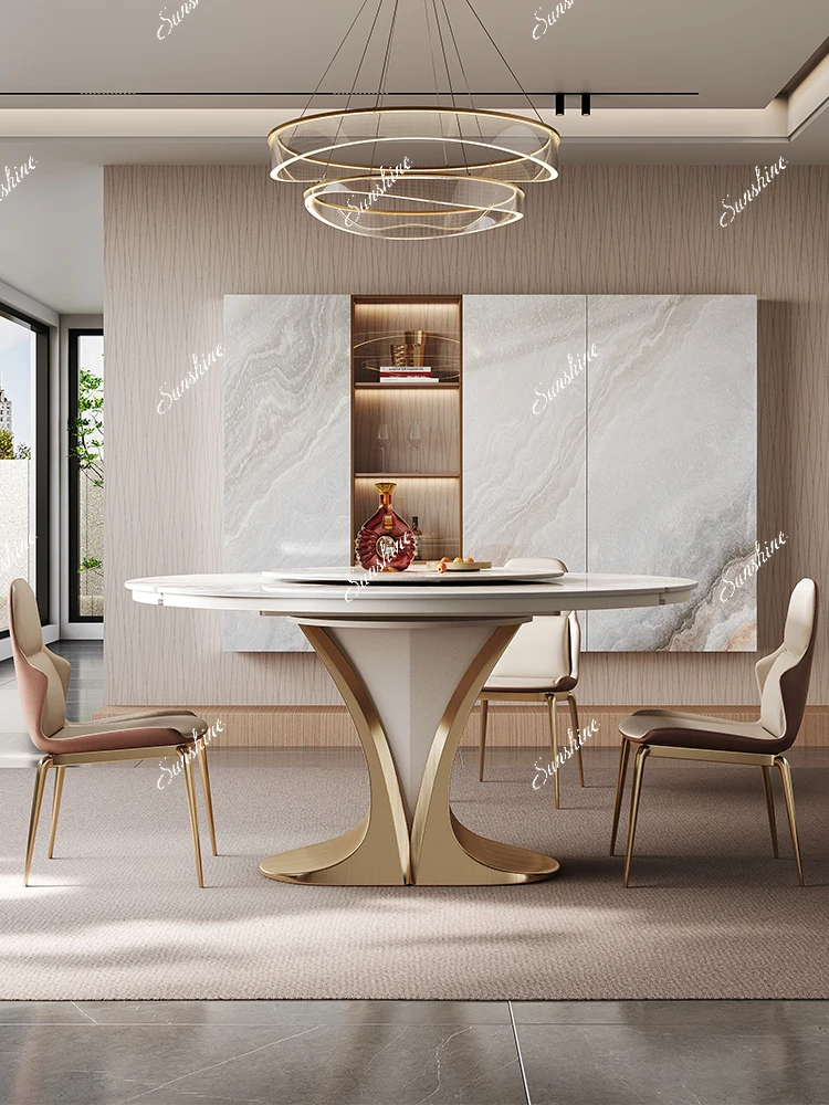 Slate, light luxury simple modern small apartment living room, household retractable square becomes round dining table