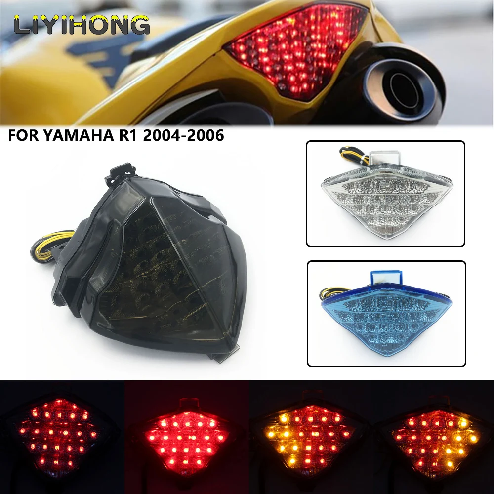 Luz trasera de freno para Yamaha YZF R1 2004 2005 2006, intermitentes, luz LED integrada