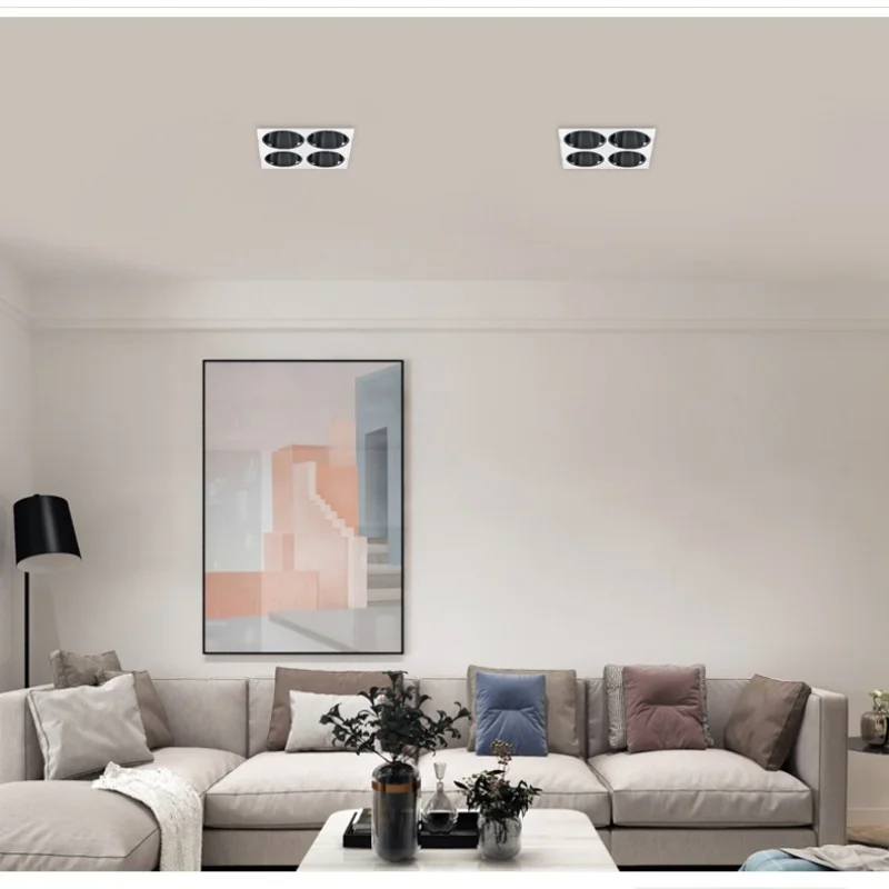 Recessed DALI Dimmable DT6 DT8 square Anti-glare COB Spotlights 12W 1-4head LED downlight Ceiling lamp AC220V Interior lighting