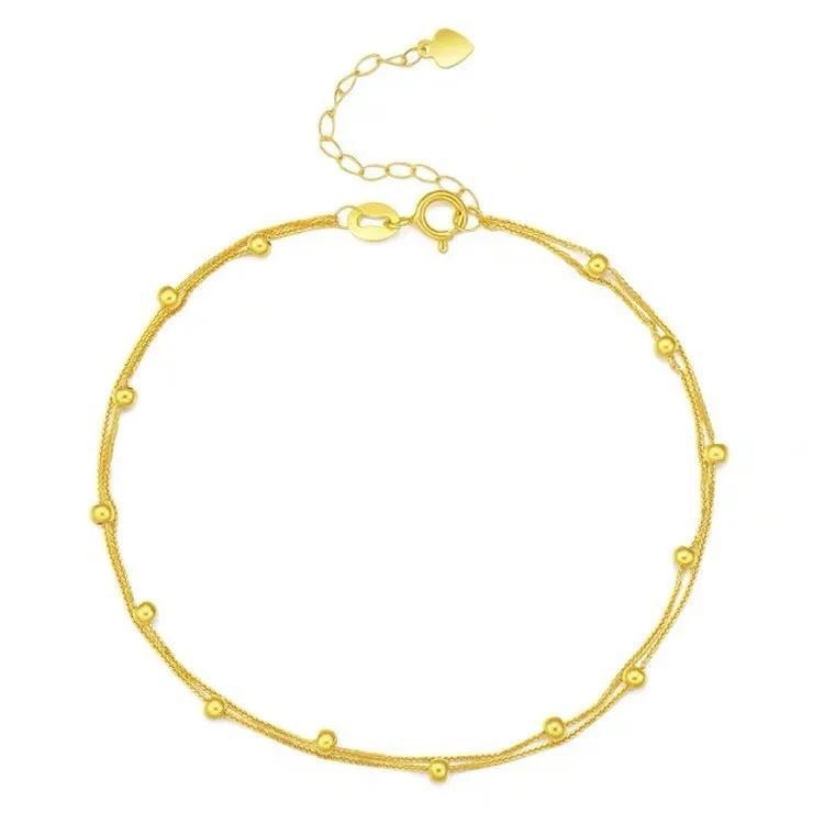 18K Gold Double Layer Starry Sky Bracelet Bead Bracelet AU750 Adjustable for Women's High End Banquet Engagement Jewelry Gifts