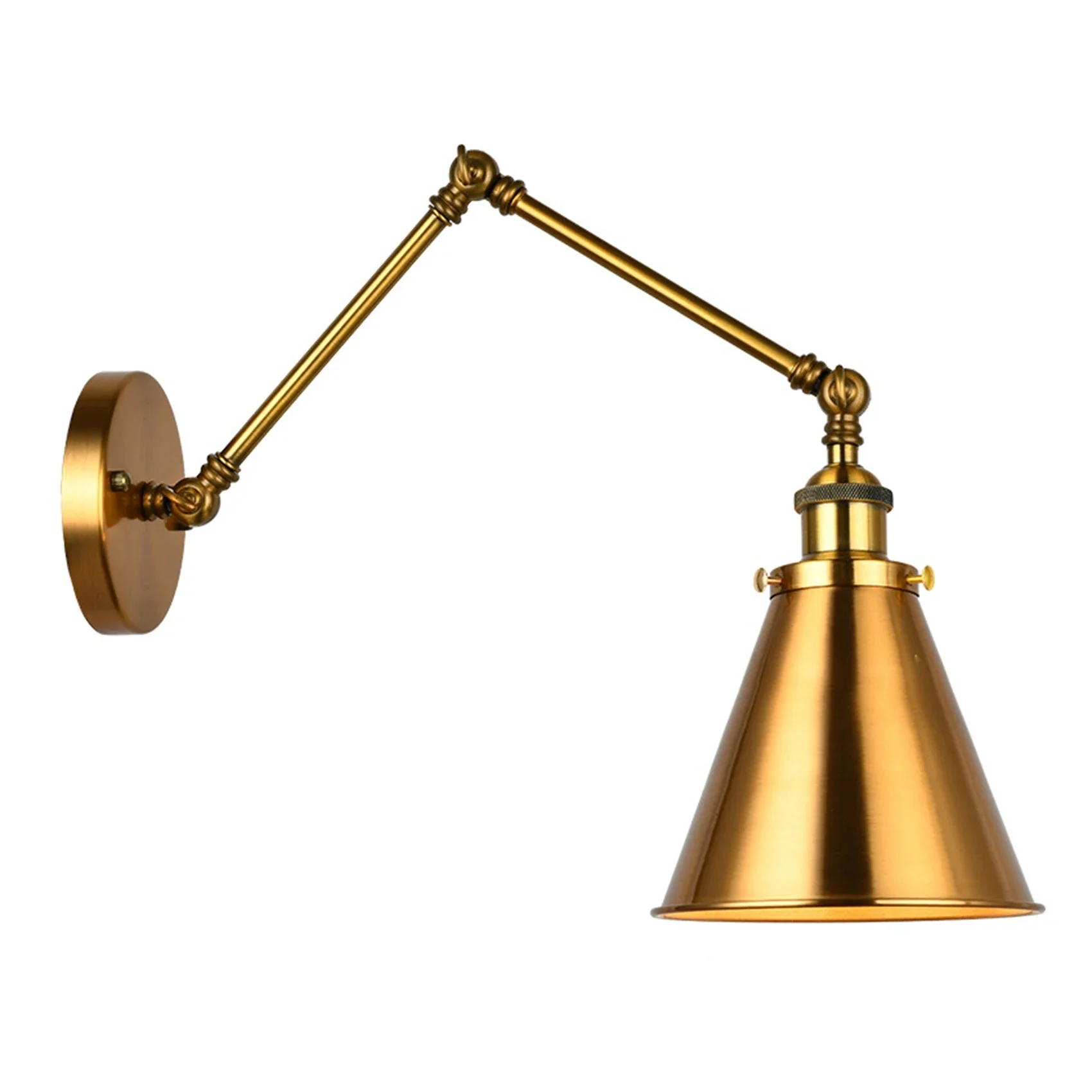 

Industrial Brass Cone Shade Wall Sconce with Adjustable Arm for Indoor Home/Bar/Warehouse/Hallway