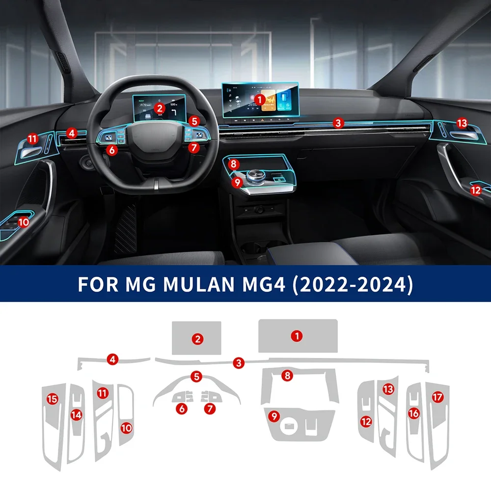 TPU adesivo antigraffio per MG Mulan MG4 2022 2023 Car Interior Dashboard Navigation Automotive Interior Screen Protection Film