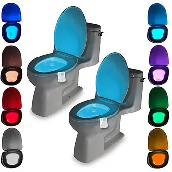 Smart LED-bewegingssensor Toiletbril Nachtlampje 8 kleuren Waterdichte achtergrondverlichting voor toiletpot LED Luminaria Lamp WC Toiletlicht