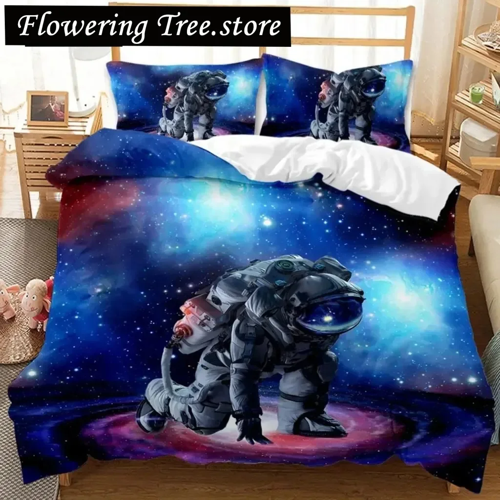 Spaceship Duvet Cover Set Spaceship Travel Through The Galaxy Space Bedding Set Pillowcase Queen King Size Polyester Qulit Cover