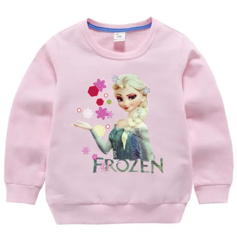 Girls Cartoon Princess T-shirt Autumn Kids Fashion Bottoming Shirts Baby Girl Party Long-sleeved Cotton Aisha Elsa Clothes