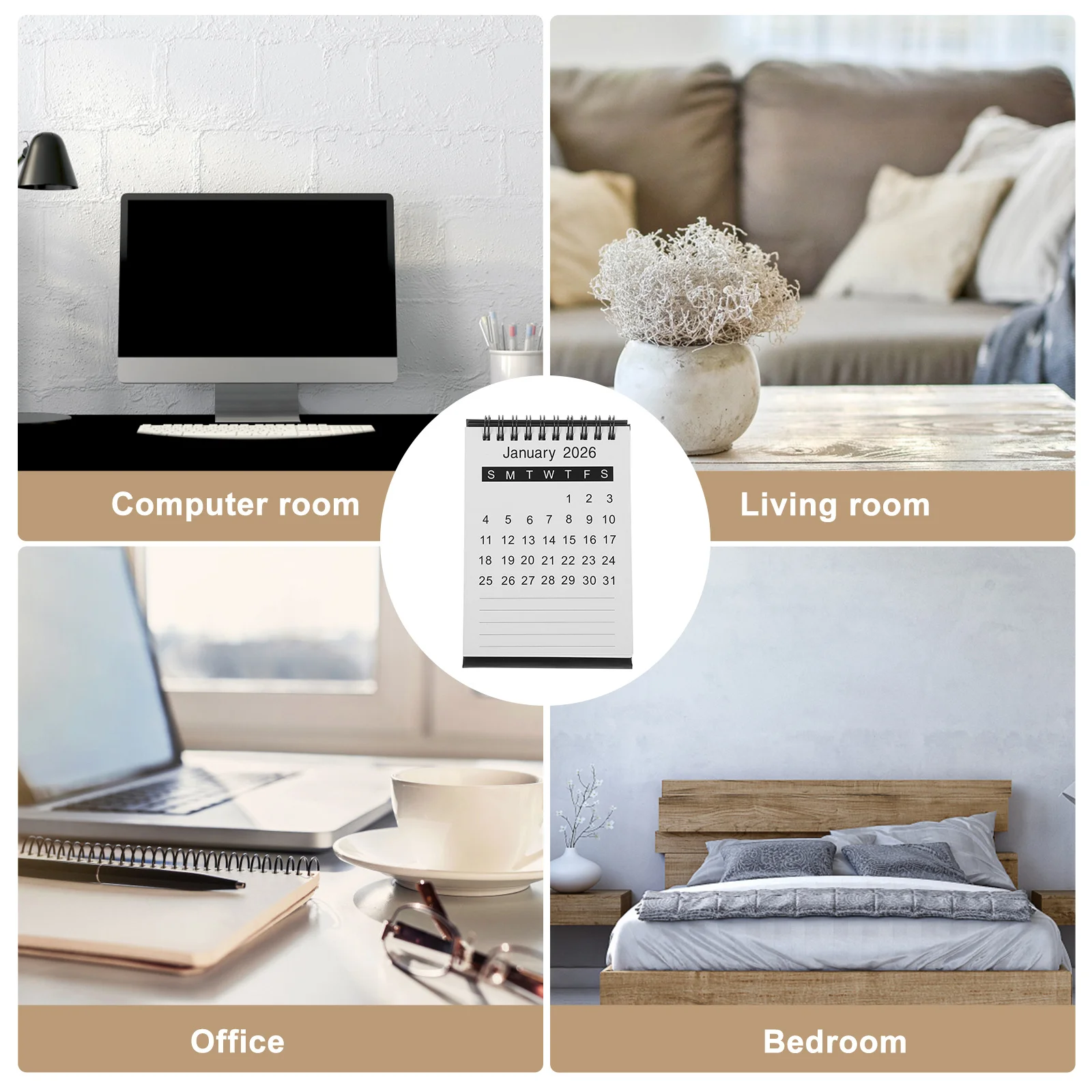 2026 Mini Desk Calendar Compact Standing Flip Tabletop Calendar For Office Home School Use Smooth Writing Surface Chinese