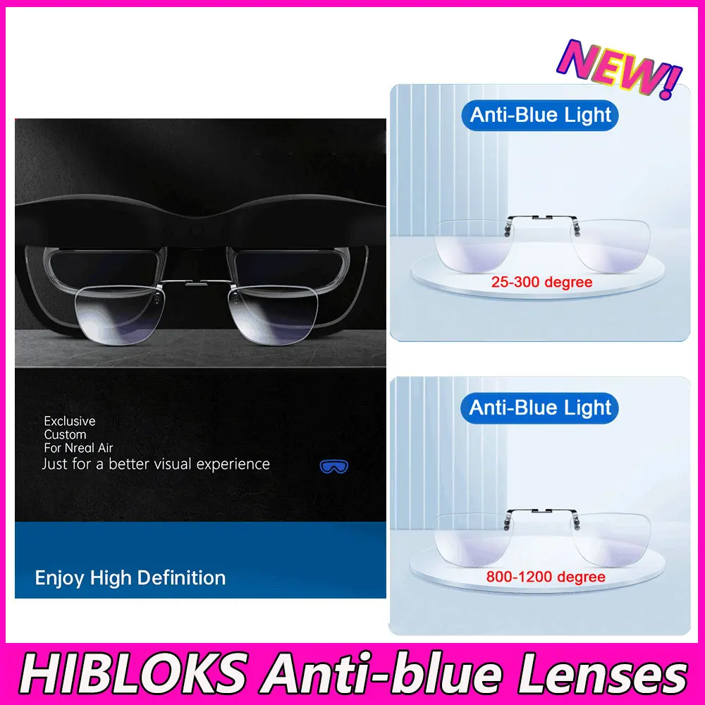 

HIBLOKS Anti-blue Lenses For Nreal Air AR Smart Glasses Lens Myopia Hyperopia Astigmatism Anti-Blue Anti-Radiation Eyeglasses