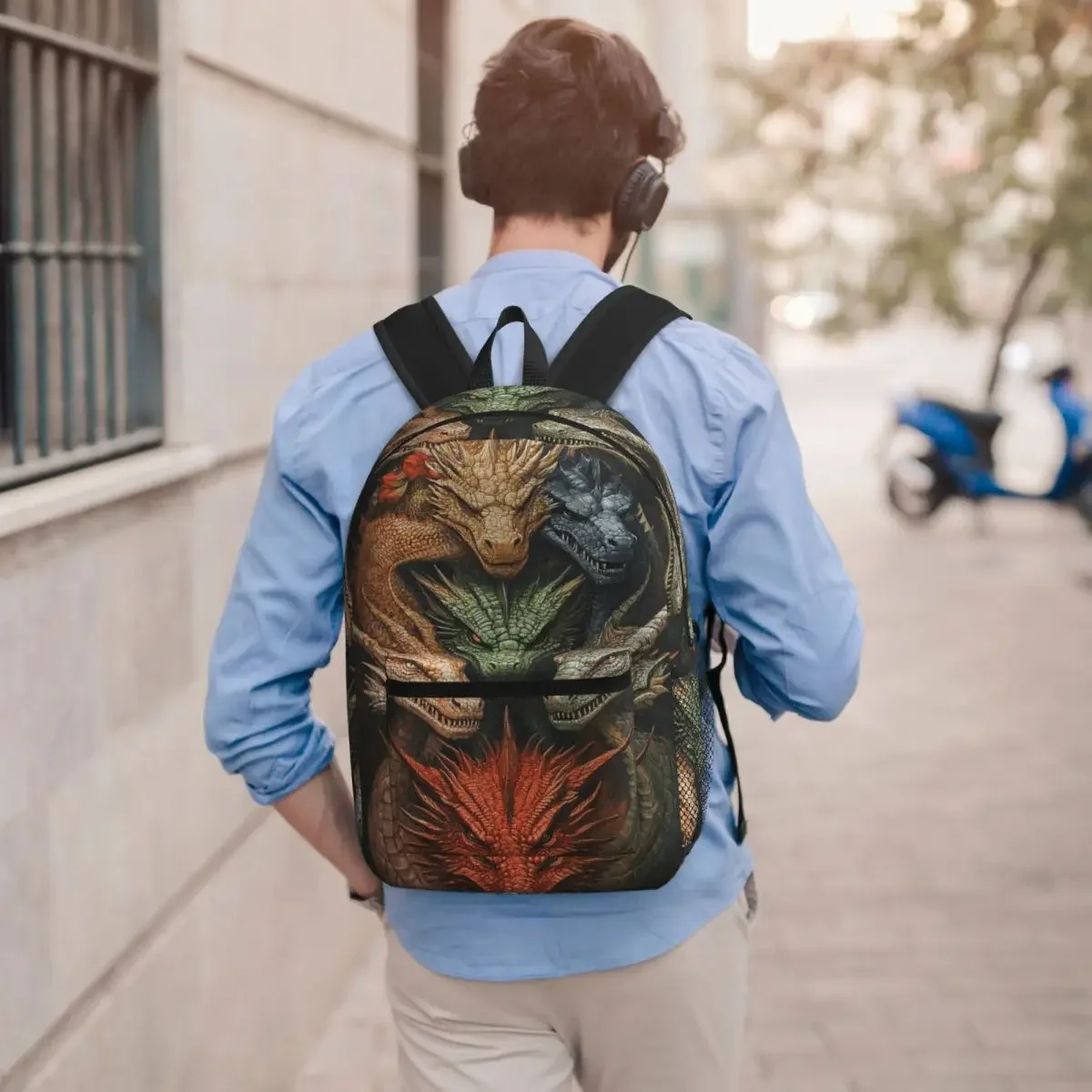 Colorful Mythical Dragon Print Student Backpack School Bag Hiking Travel Daypack for Boys Girls Bookbag Shoulder Bags