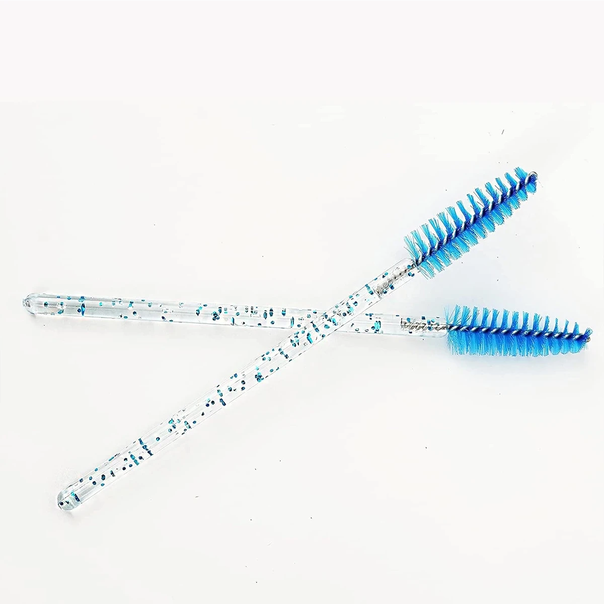 8 bis 98 Stück blaue Einweg-Mascara-Stäbe, glitzernde Wimpernbürste mit klarem Griff, Spoolie-Wimpernwerkzeuge für Make-up und Schönheitssalon