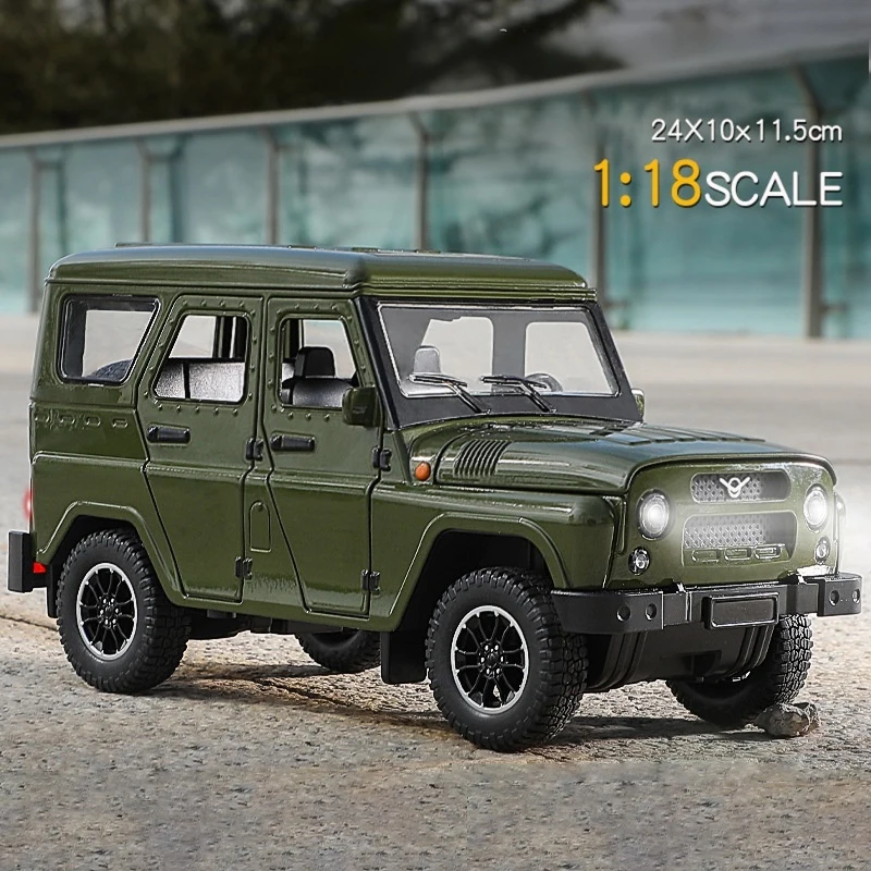 UAZ HUNTER-Modèle de voiture en alliage pour enfants, son et lumière, jouet de collection, cadeau d'anniversaire, Russie, 4x4, 1:18